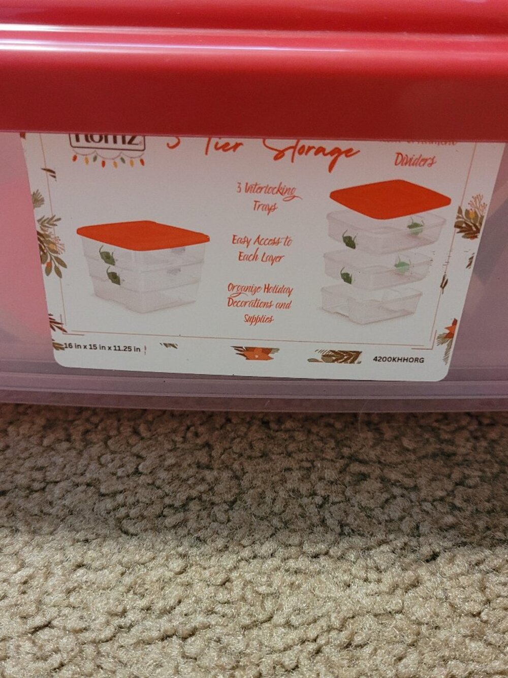 HOMZ 3 -Tier Holiday Storage Container